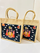 Jute Bags with Contrast God Print for Return Gifts Thamboolam Bags Wedding Gifts Lunch Bag Multicolor 10*9*4 inches Gifts